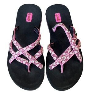 Teva Oluwahu Thong Sandals Pink Floral Flip Flops Womens 9 UK 7 EU 40